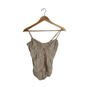 Intimately Free People Bodysuit Size Small Corset Lace Built In Bra Beige NWOT